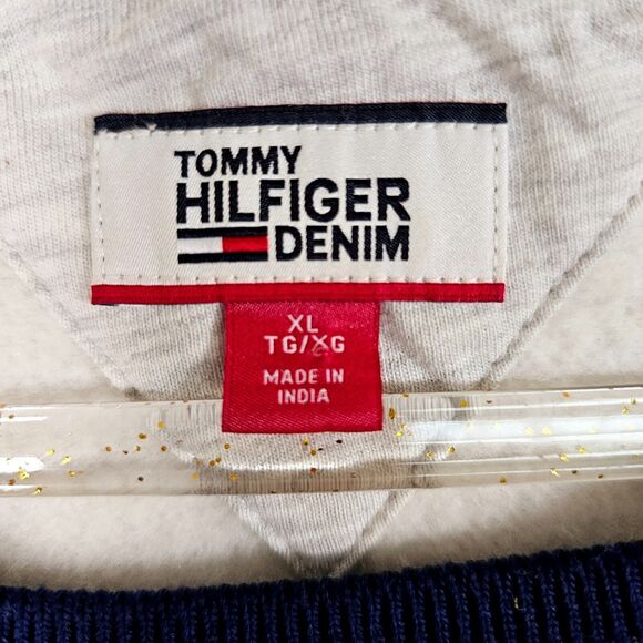 Tommy Hilfiger Denim Sweatshirt w/Side Tie Crop Pullover Women's Size XL - Picture 3 of 15